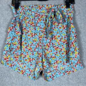 Loft Floral Pocketed High Waist Tie Shorts Size Small